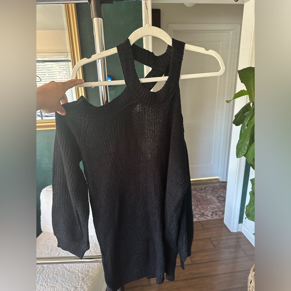 Forever21 - off the shoulder open back sweater - black